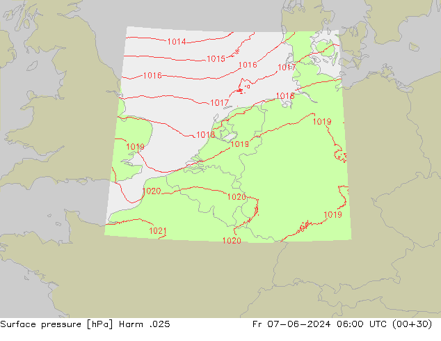 Atmosférický tlak Harm .025 Pá 07.06.2024 06 UTC