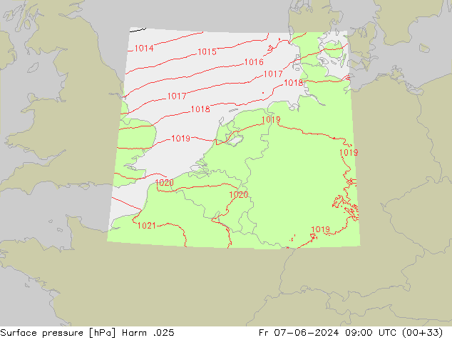 Atmosférický tlak Harm .025 Pá 07.06.2024 09 UTC