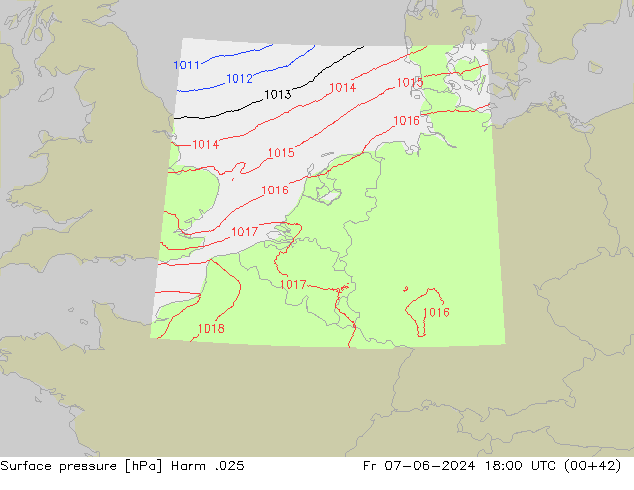 Surface pressure Harm .025 Fr 07.06.2024 18 UTC