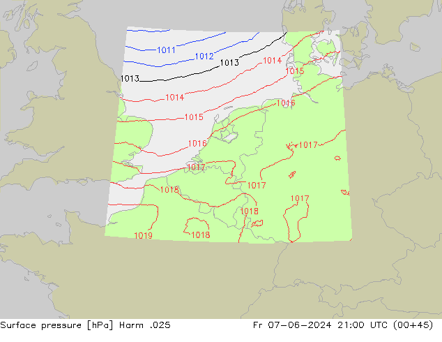 Atmosférický tlak Harm .025 Pá 07.06.2024 21 UTC