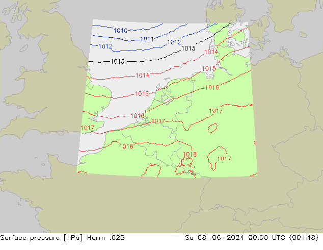 Surface pressure Harm .025 Sa 08.06.2024 00 UTC