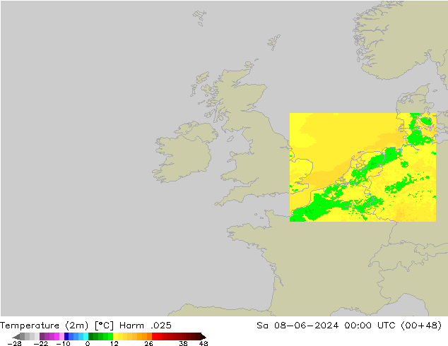 Temperature (2m) Harm .025 Sa 08.06.2024 00 UTC