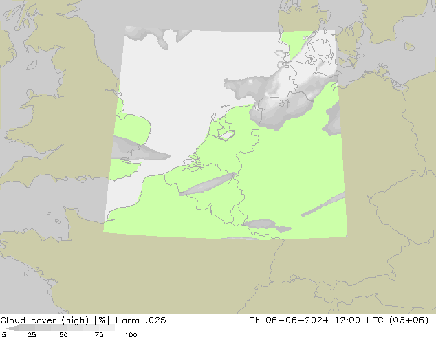 Cloud cover (high) Harm .025 Th 06.06.2024 12 UTC