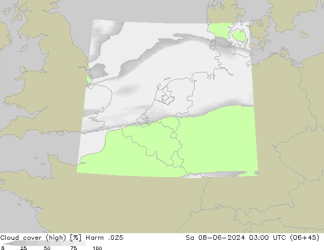 Cloud cover (high) Harm .025 Sa 08.06.2024 03 UTC