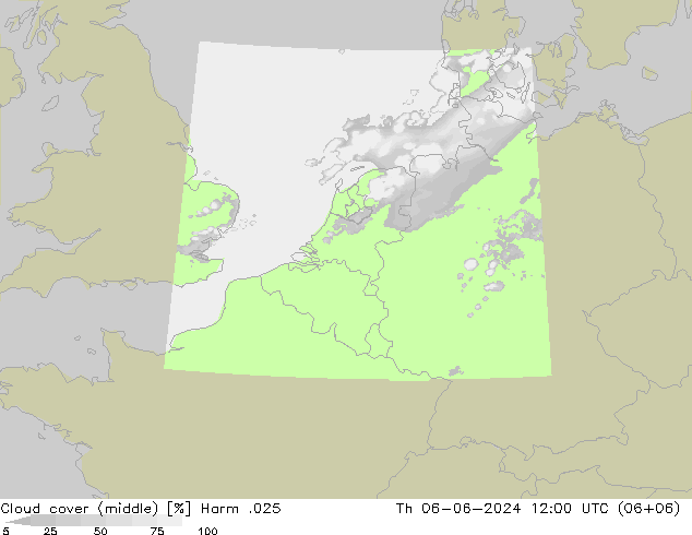 Cloud cover (middle) Harm .025 Th 06.06.2024 12 UTC