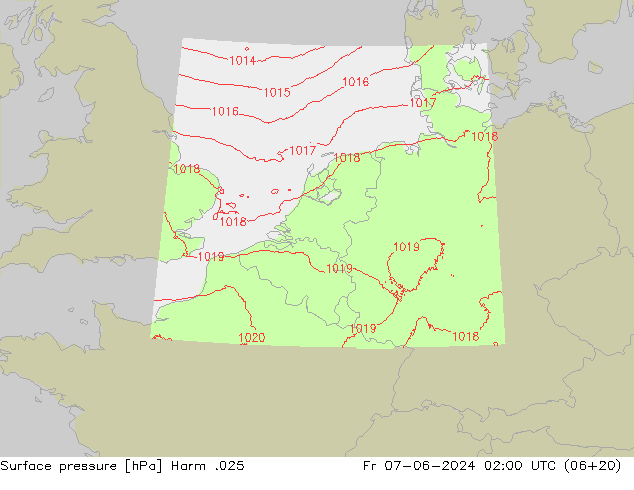 Surface pressure Harm .025 Fr 07.06.2024 02 UTC