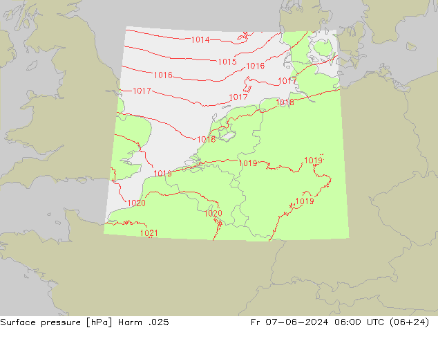 Atmosférický tlak Harm .025 Pá 07.06.2024 06 UTC