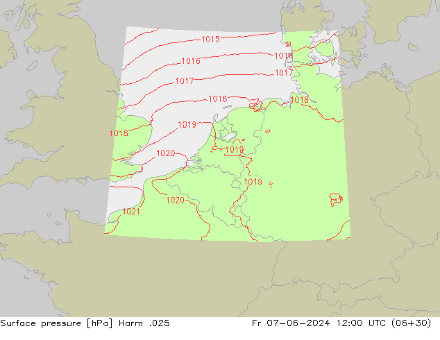 Surface pressure Harm .025 Fr 07.06.2024 12 UTC