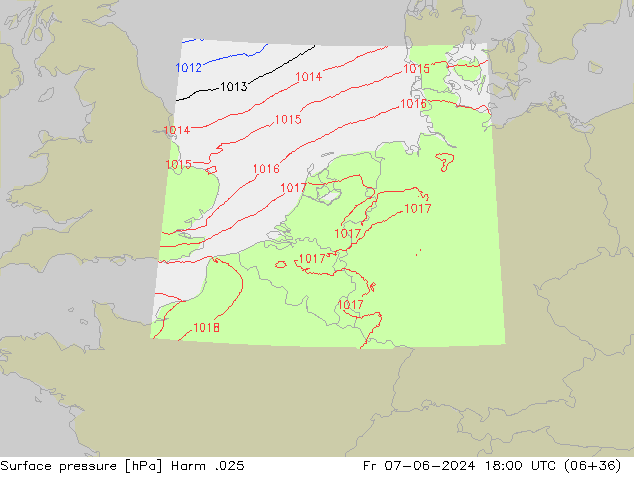 Surface pressure Harm .025 Fr 07.06.2024 18 UTC