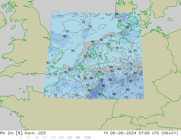 Humidité rel. 2m Harm .025 jeu 06.06.2024 07 UTC