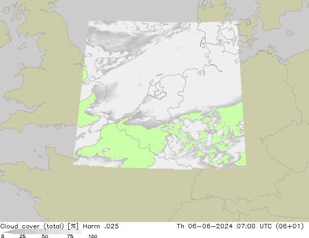 Wolken (gesamt) Harm .025 Do 06.06.2024 07 UTC