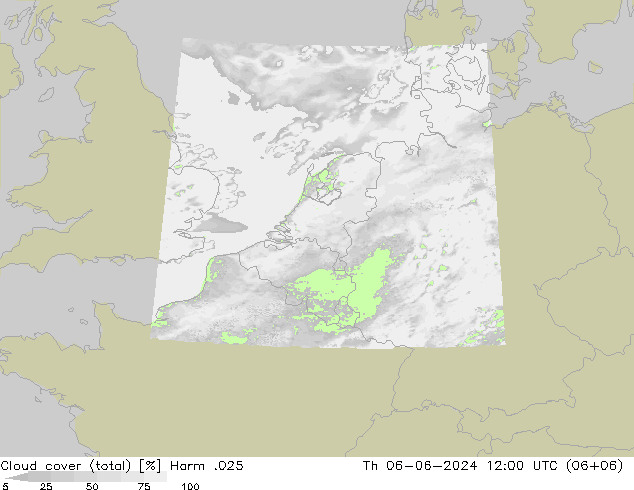 Cloud cover (total) Harm .025 Th 06.06.2024 12 UTC