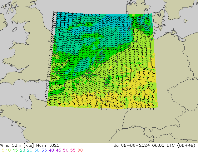 Wind 50m Harm .025 Sa 08.06.2024 06 UTC