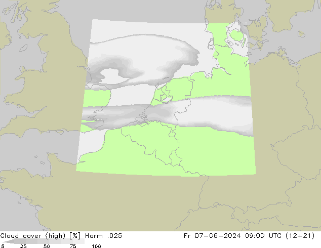 Cloud cover (high) Harm .025 Fr 07.06.2024 09 UTC