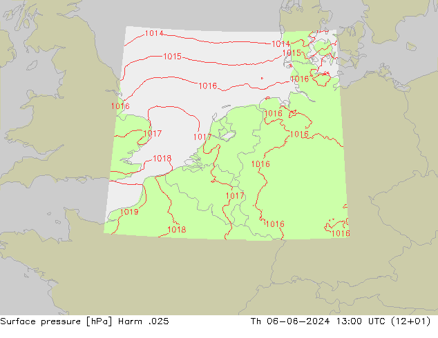 приземное давление Harm .025 чт 06.06.2024 13 UTC