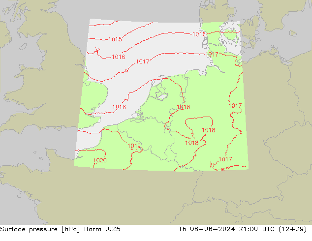 Atmosférický tlak Harm .025 Čt 06.06.2024 21 UTC