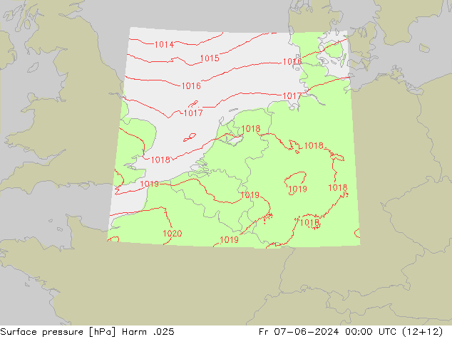 Atmosférický tlak Harm .025 Pá 07.06.2024 00 UTC