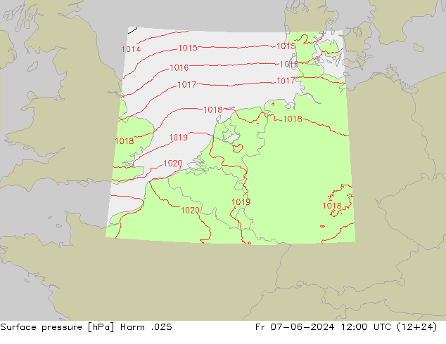 Atmosférický tlak Harm .025 Pá 07.06.2024 12 UTC