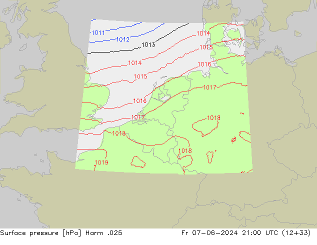 Surface pressure Harm .025 Fr 07.06.2024 21 UTC