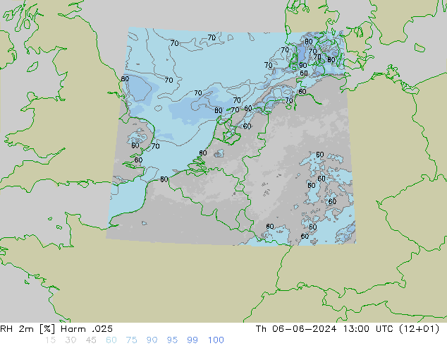 Humidité rel. 2m Harm .025 jeu 06.06.2024 13 UTC