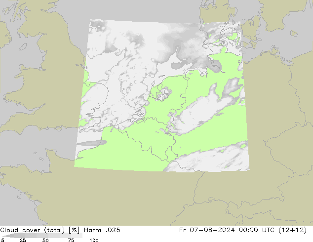 Bewolking (Totaal) Harm .025 vr 07.06.2024 00 UTC
