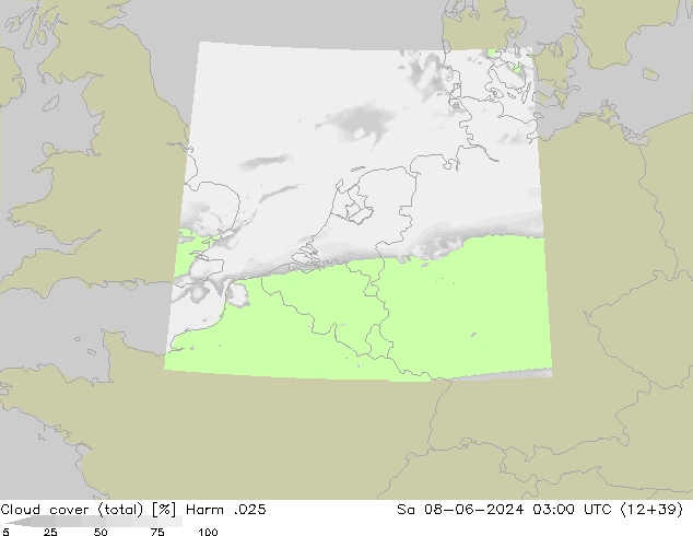 Cloud cover (total) Harm .025 Sa 08.06.2024 03 UTC