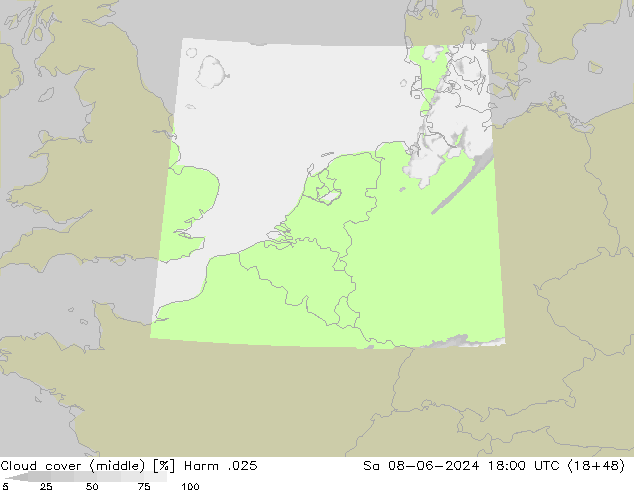 Cloud cover (middle) Harm .025 Sa 08.06.2024 18 UTC