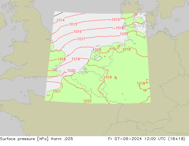 Atmosférický tlak Harm .025 Pá 07.06.2024 12 UTC