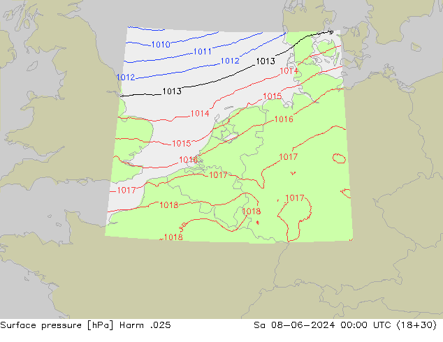 Atmosférický tlak Harm .025 So 08.06.2024 00 UTC