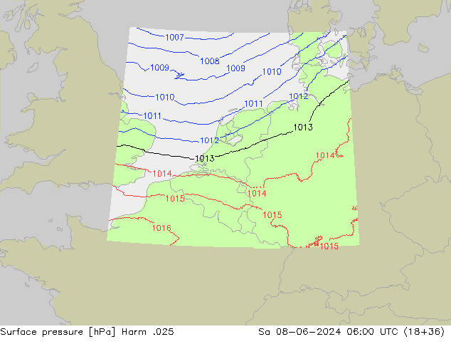 приземное давление Harm .025 сб 08.06.2024 06 UTC