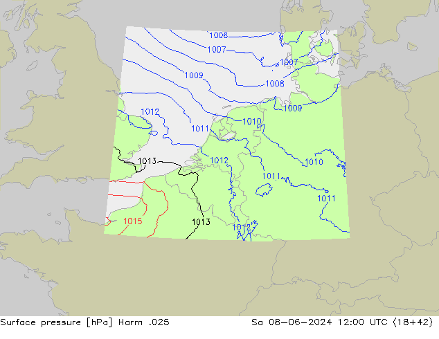 Atmosférický tlak Harm .025 So 08.06.2024 12 UTC