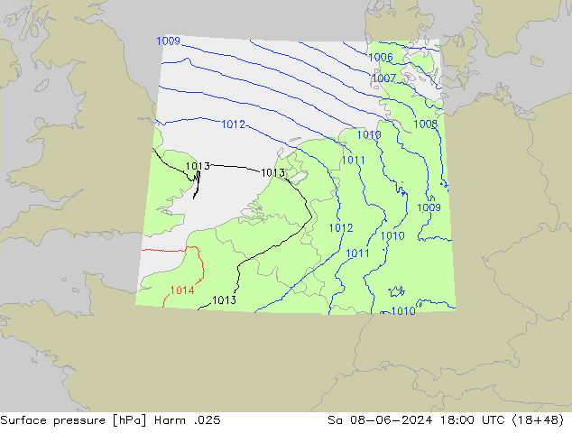 приземное давление Harm .025 сб 08.06.2024 18 UTC