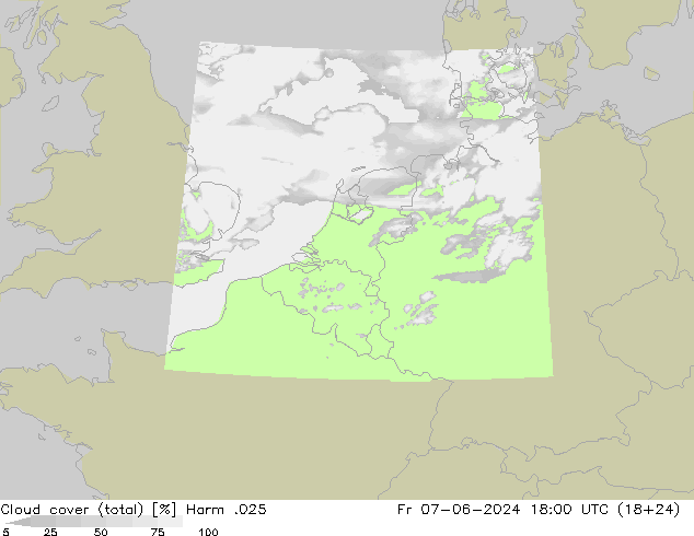 Bewolking (Totaal) Harm .025 vr 07.06.2024 18 UTC