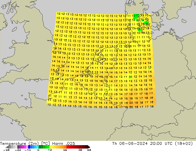 карта температуры Harm .025 чт 06.06.2024 20 UTC