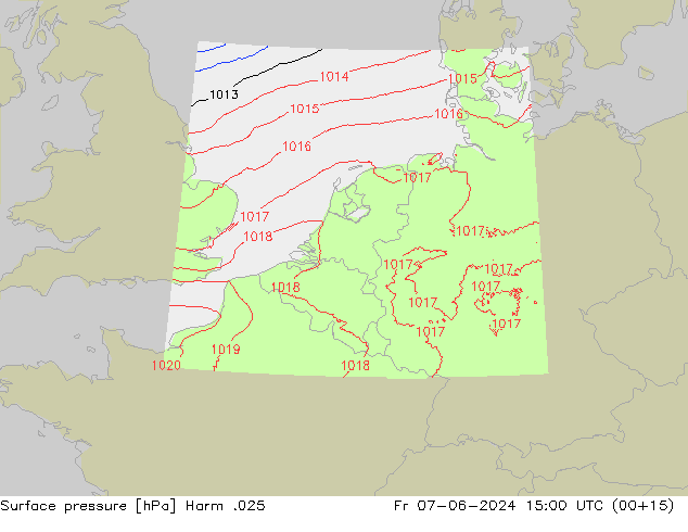 Atmosférický tlak Harm .025 Pá 07.06.2024 15 UTC