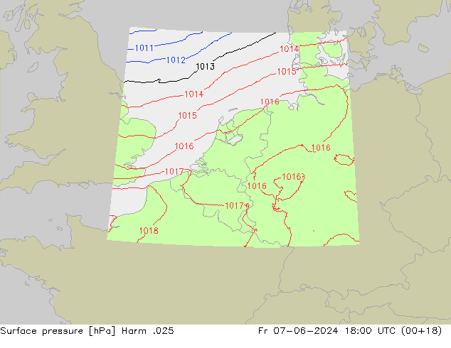 Pressione al suolo Harm .025 ven 07.06.2024 18 UTC