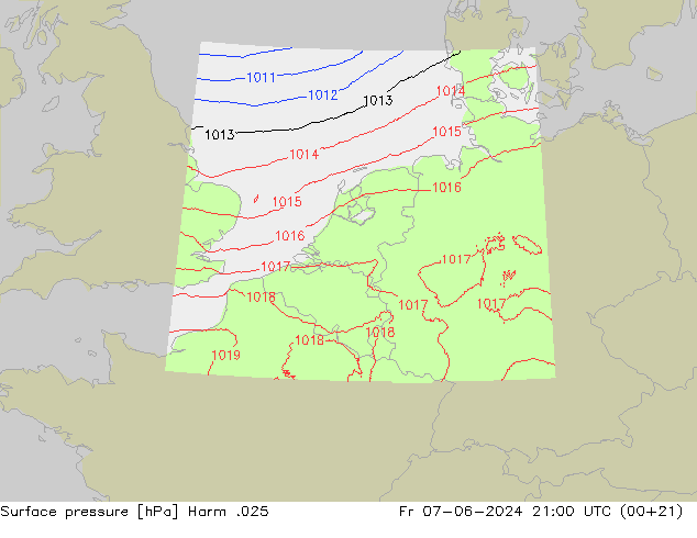 Pressione al suolo Harm .025 ven 07.06.2024 21 UTC