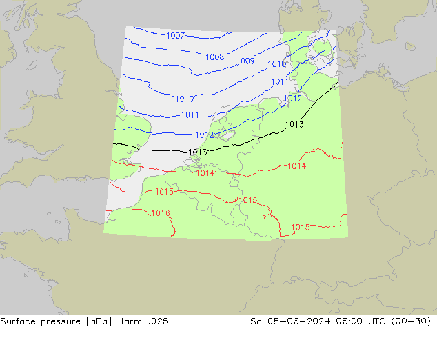 Pressione al suolo Harm .025 sab 08.06.2024 06 UTC