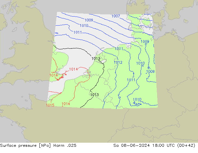 Surface pressure Harm .025 Sa 08.06.2024 18 UTC