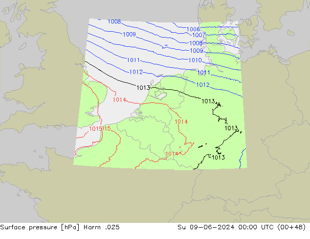 Surface pressure Harm .025 Su 09.06.2024 00 UTC