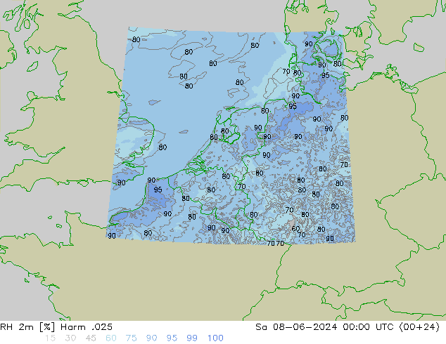 RH 2m Harm .025 Sa 08.06.2024 00 UTC