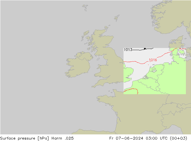 Atmosférický tlak Harm .025 Pá 07.06.2024 03 UTC