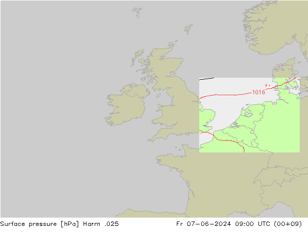 Surface pressure Harm .025 Fr 07.06.2024 09 UTC