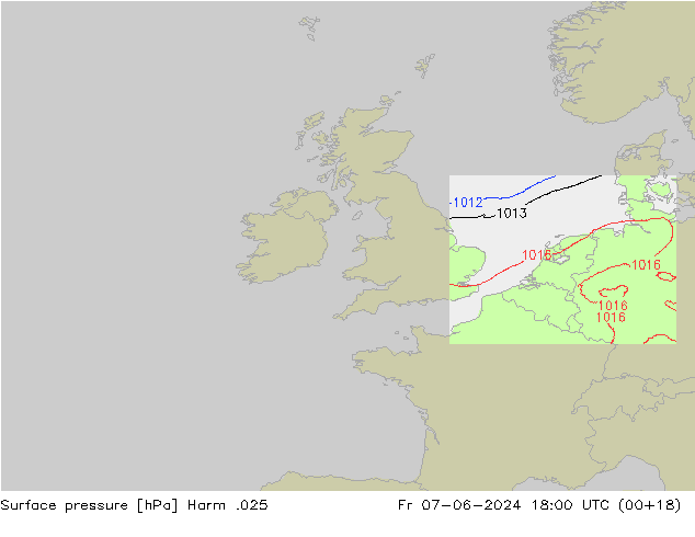 Surface pressure Harm .025 Fr 07.06.2024 18 UTC