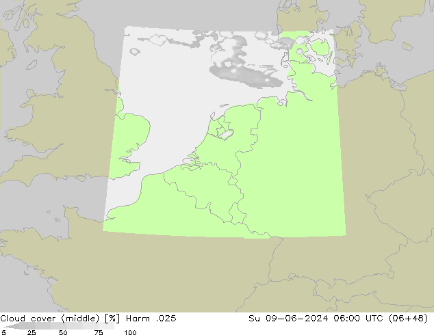 Cloud cover (middle) Harm .025 Su 09.06.2024 06 UTC