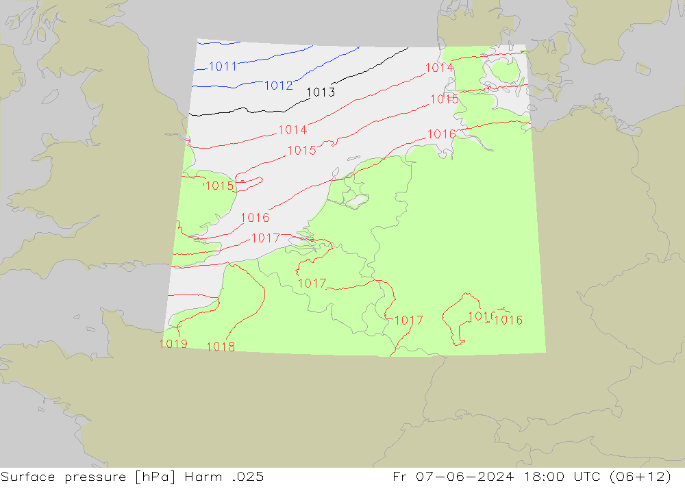 Surface pressure Harm .025 Fr 07.06.2024 18 UTC