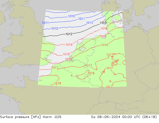 Surface pressure Harm .025 Sa 08.06.2024 00 UTC