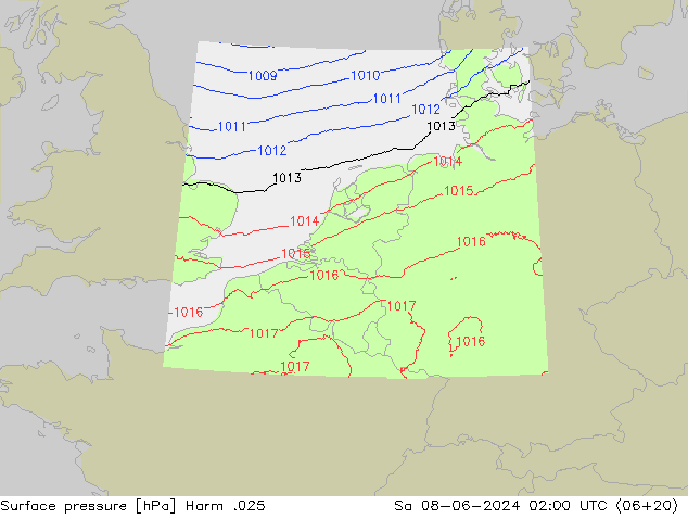 Surface pressure Harm .025 Sa 08.06.2024 02 UTC