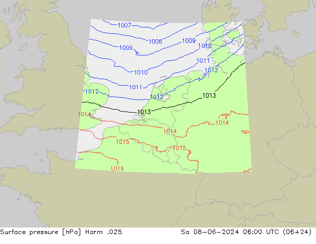 Surface pressure Harm .025 Sa 08.06.2024 06 UTC