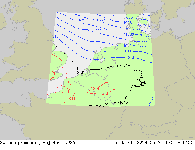 Atmosférický tlak Harm .025 Ne 09.06.2024 03 UTC